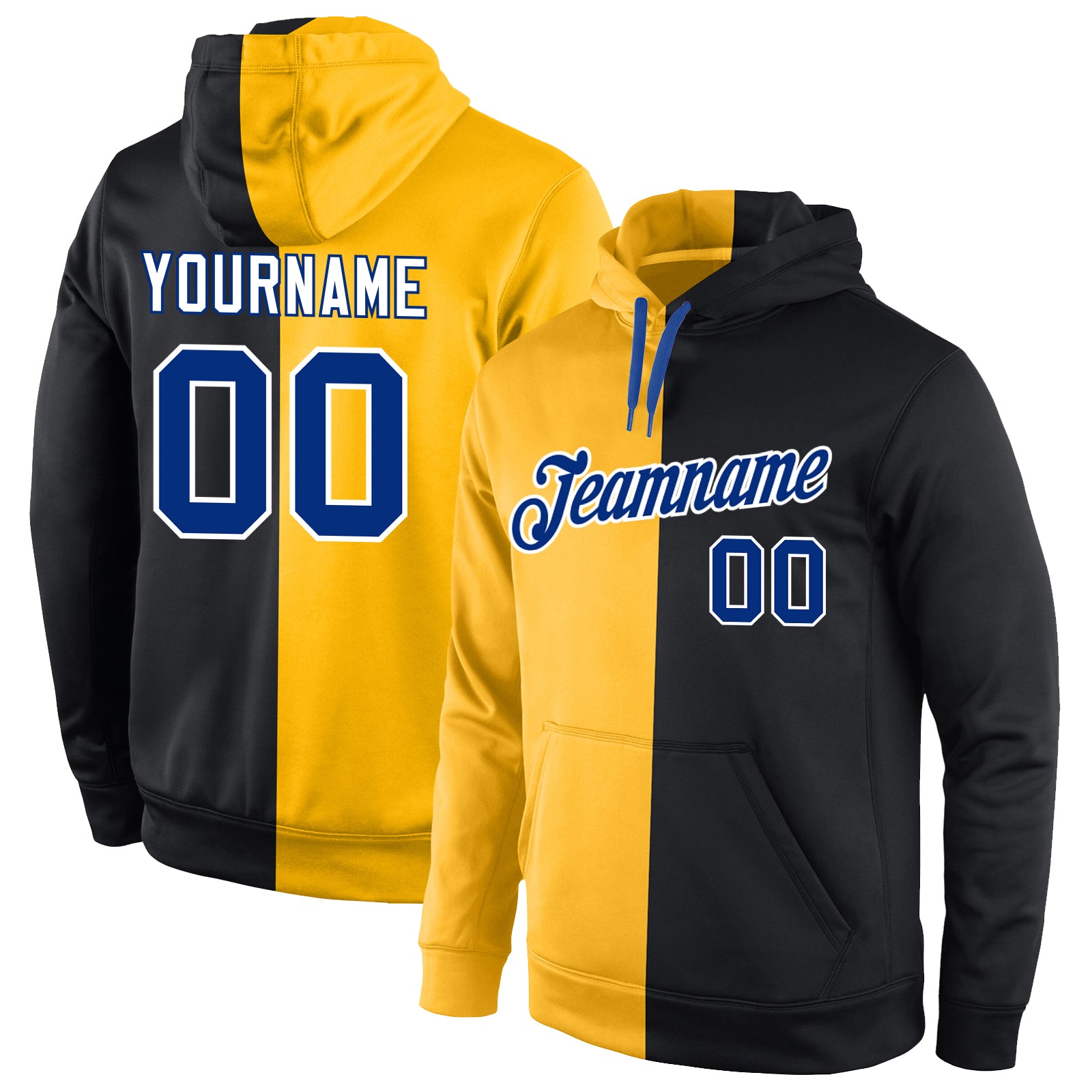 Custom Team Name Number Hoodie Sweatshirt - Personalized Black Gold Stitched Fashion Sports Pullover Personalized Stitched