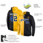 Custom Team Name Number Hoodie Sweatshirt - Personalized Black Gold Stitched Fashion Sports Pullover Personalized Stitched