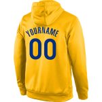Custom Royal Gold Sports Hoodie with Stitched Name and Number - Personalized Pullover Sweatshirt Personalized Stitched Gold