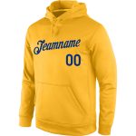 Custom Royal Gold Sports Hoodie with Stitched Name and Number - Personalized Pullover Sweatshirt Personalized Stitched Gold