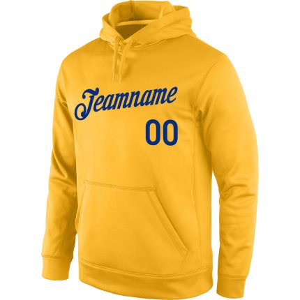 Custom Royal Gold Sports Hoodie with Stitched Name and Number - Personalized Pullover Sweatshirt Personalized Stitched Gold