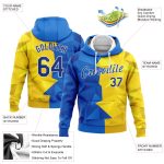 Custom Gold White Ukrainian Flag 3D Pattern Pullover Sports Hoodie Sweatshirt Personalized Stitched Gold Royal-White 3D Pattern