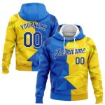 Custom Gold White Ukrainian Flag 3D Pattern Pullover Sports Hoodie Sweatshirt Personalized Stitched Gold Royal-White 3D Pattern