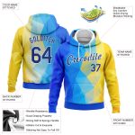 Custom Ukrainian Flag Hoodie with 3D Stitched Gold-White Design, Personalized Team Name & Number, Sports Pullover Sweatshirt
