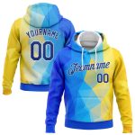 Custom Ukrainian Flag Hoodie with 3D Stitched Gold-White Design, Personalized Team Name & Number, Sports Pullover Sweatshirt