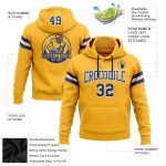 Custom Name and Number Gold Royal-White Football Hoodie for Team - Personalized Stitched Pullover Sweatshirt Personalized