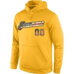 Custom Name Number Vintage USA Flag Cream Pullover Hoodie Stitched Gold Sports Sweatshirt Personalized Stitched Gold Vintage