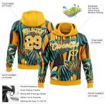 Custom Name and Number Zebra Sports Hoodie Sweatshirt with Personalized Stitched Gold-White 3D Pattern Design Personalized