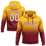 Custom Name Number Sports Hoodie - Personalized Stitched Gold White Crimson Fade Pullover Sweatshirt Personalized Stitched