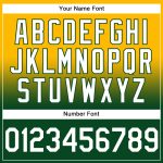 Personalized Gold Fade Sports Hoodie Sweatshirt with White and Green Stitched Design Personalized Stitched Gold White-Green