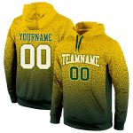 Custom Name Number Personalized Sports Hoodie Sweatshirt in Gold White Green Fade Fashion Design Personalized Stitched Gold