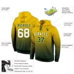 Custom Name Number Personalized Sports Hoodie Sweatshirt in Gold White Green Fade Fashion Design Personalized Stitched Gold