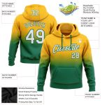 Custom Personalized Gold White-Kelly Green Fade Sports Hoodie Sweatshirt with Team Name and Number Personalized Stitched