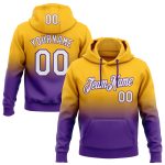Custom Name Number Pullover Hoodie - Personalized Gold White Purple Fade Fashion Sports Sweatshirt Personalized Stitched