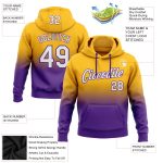 Custom Name Number Pullover Hoodie - Personalized Gold White Purple Fade Fashion Sports Sweatshirt Personalized Stitched