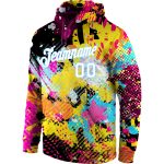 Custom Name and Number Bright Psychedelic 3D Hoodie - Personalized Stitched Graffiti Sports Pullover Sweatshirt in White-Light Blue