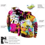Custom Name and Number Bright Psychedelic 3D Hoodie - Personalized Stitched Graffiti Sports Pullover Sweatshirt in White-Light Blue