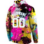 Custom Name and Number Bright Psychedelic 3D Hoodie - Personalized Stitched Graffiti Sports Pullover Sweatshirt in White-Light Blue