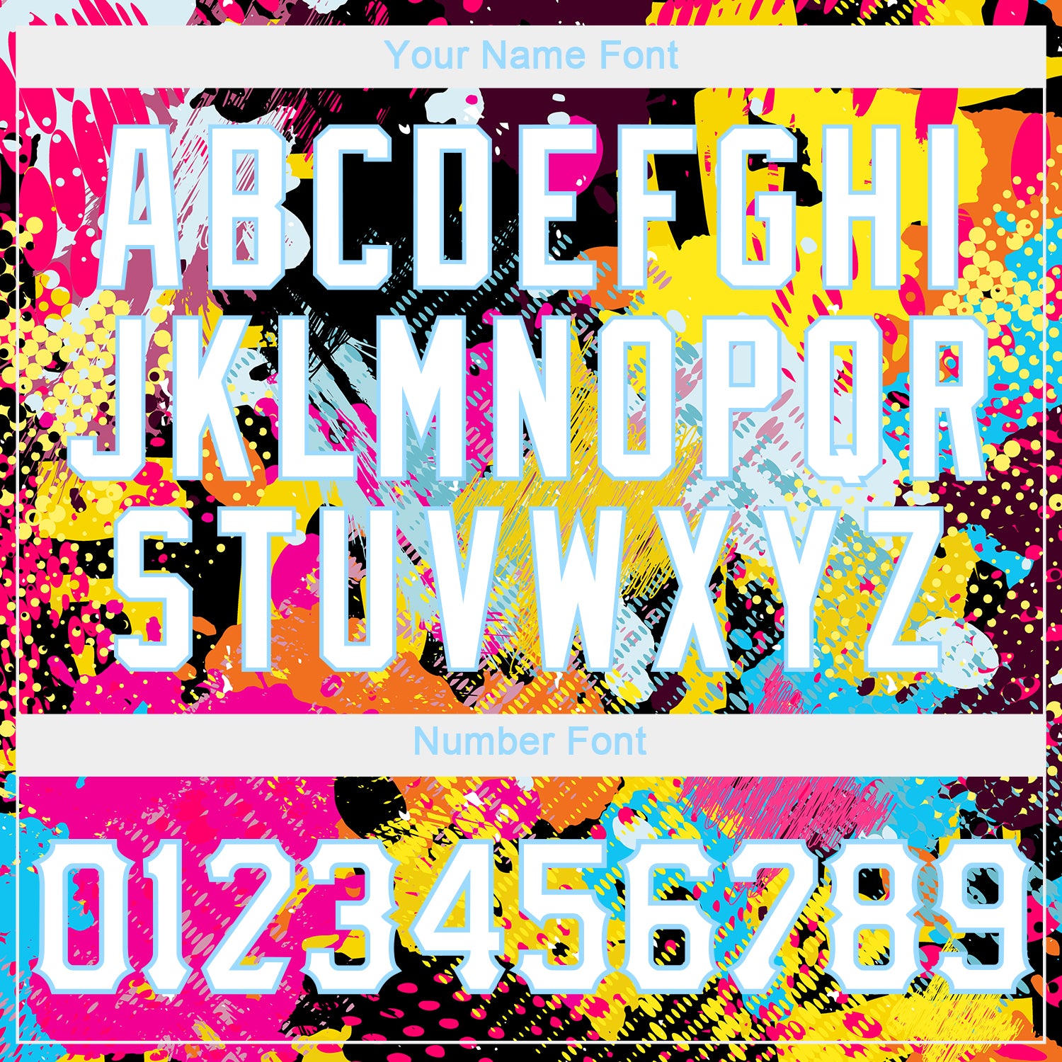 Personalized Stitched Graffiti Bright Psychedelic Pattern White-Light Blue 3D Sports Pullover Sweatshirt Hoodie Team Custom Name and Number Custom Name and Number Bright Psychedelic 3D Hoodie - Personalized Stitched Graffiti Sports Pullover Sweatshirt in White-Light Blue - Image 6