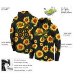 Custom Name Number Sports Hoodie Black Gold 3D Sunflowers Stitched Graffiti Pattern Pullover Sweatshirt Personalized Stitched