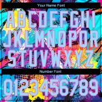 Custom 3D Sports Hoodie with Personalized Name & Number, Light Blue-Pink Stitched Graffiti Pattern Pullover Sweatshirt Personalized