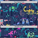Custom 3D Dinosaur Hoodie with Personalized Name and Number, Navy-Light Blue Stitched Graffiti Pattern Pullover Sweatshirt
