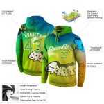 Neon Green-White 3D Personalized Graffiti Pattern Hoodie Pullover Sweatshirt Personalized Stitched Graffiti Pattern Neon