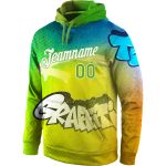 Neon Green-White 3D Personalized Graffiti Pattern Hoodie Pullover Sweatshirt Personalized Stitched Graffiti Pattern Neon
