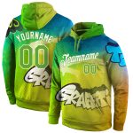 Neon Green-White 3D Personalized Graffiti Pattern Hoodie Pullover Sweatshirt Personalized Stitched Graffiti Pattern Neon