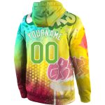 Custom Neon Green White 3D Sports Hoodie with Team Name and Number - Personalized Stitched Graffiti Pattern Sweatshirt Personalized