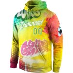 Custom Neon Green White 3D Sports Hoodie with Team Name and Number - Personalized Stitched Graffiti Pattern Sweatshirt Personalized