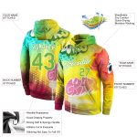 Custom Neon Green White 3D Sports Hoodie with Team Name and Number - Personalized Stitched Graffiti Pattern Sweatshirt Personalized