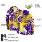 Custom Name and Number 3D Pullover Hoodie for Team - Personalized Purple-Gold Graffiti Pattern Sweatshirt Personalized Stitched