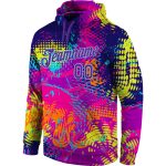 Custom Name & Number 3D Sports Hoodie with Personalized Stitched Graffiti Pattern in Purple-Light Blue - Pullover Sweatshirt