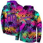 Custom Name Number 3D Sports Hoodie Pullover Sweatshirt in Purple-Pink Graffiti Pattern - Personalized Stitched Design Personalized