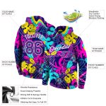3D Sports Hoodie Pullover with Personalized Stitched Graffiti Pattern in Purple and White Personalized Stitched Graffiti