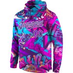 Custom Name and Number 3D Sports Hoodie with Personalized Stitched Graffiti Pattern in Purple and White - Sweatshirt Personalized