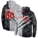 Custom Name Number Hoodie 3D Sweatshirt Graffiti Pattern Red White for Sports Team Personalized Pullover Personalized Stitched