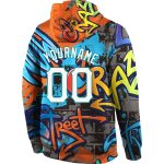 Custom Name and Number Hoodie - 3D Sports Sweatshirt with Personalized Stitched Graffiti Pattern in White-Aqua Personalized