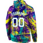 Personalized Graffiti Pattern 3D Hoodie White Aqua Pullover Sweatshirt Personalized Stitched Graffiti Pattern White-Aqua
