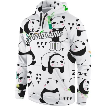 Personalized 3D Panda Hoodie Sweatshirt - Stitched White-Black Graffiti Pattern Pullover Personalized Stitched Graffiti Pattern