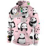 Custom 3D Panda Hoodie with Personalized Name and Number - Stitched Graffiti Pattern White-Black Pullover Sweatshirt Personalized