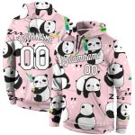 Custom 3D Panda Hoodie with Personalized Name and Number - Stitched Graffiti Pattern White-Black Pullover Sweatshirt Personalized