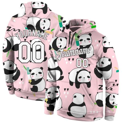 Custom 3D Panda Hoodie with Personalized Name and Number - Stitched Graffiti Pattern White-Black Pullover Sweatshirt Personalized