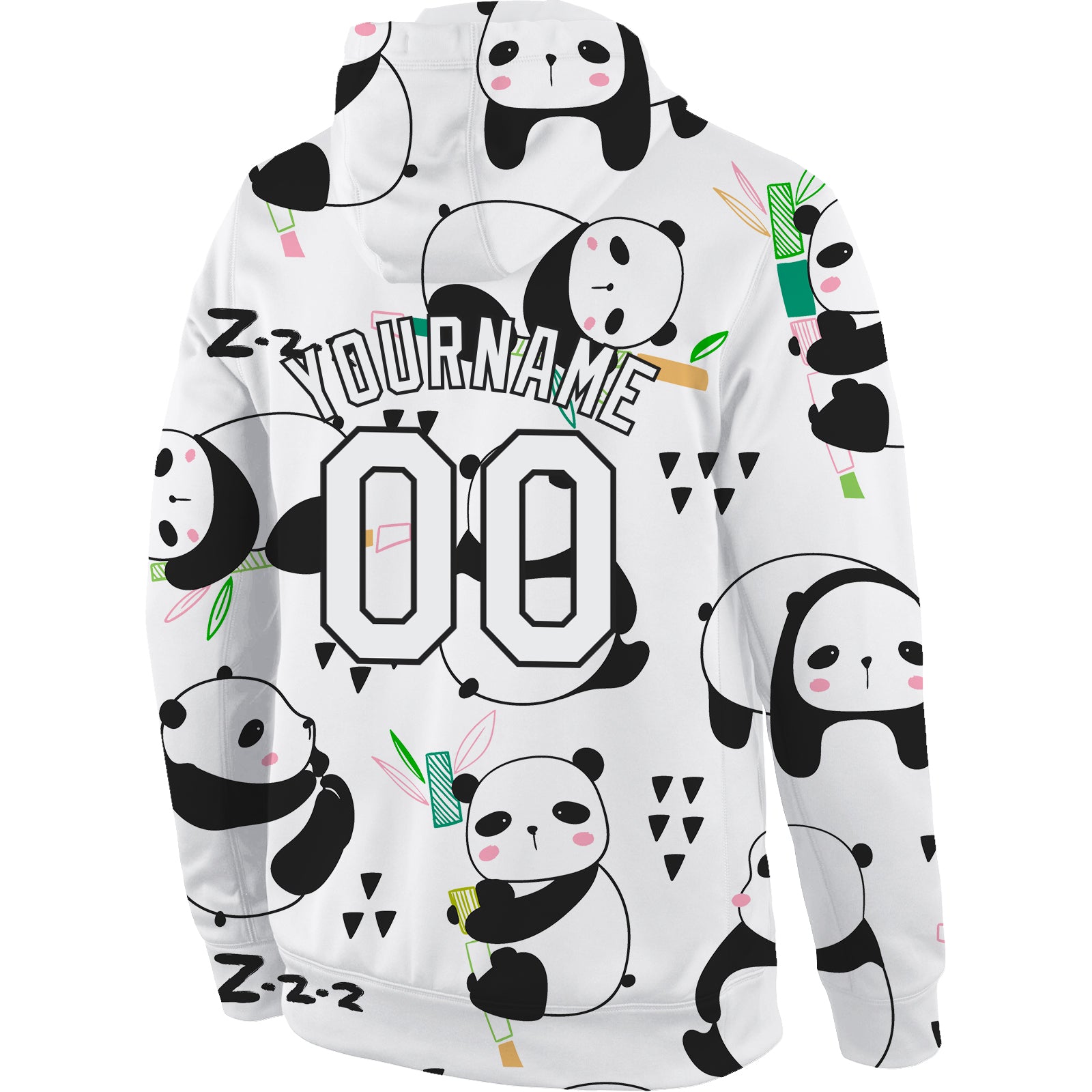 Personalized Stitched Graffiti Pattern White-Black 3D Panda Sports Pullover Sweatshirt Hoodie Personalized 3D Panda Hoodie Sweatshirt - Stitched White-Black Graffiti Pattern Pullover Personalized Stitched Graffiti Pattern - Image 3