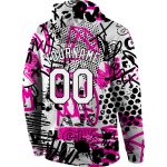 Custom Name Number Hoodie 3D Sports Pullover Sweatshirt in White-Black with Personalized Stitched Graffiti Pattern Personalized