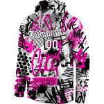 Custom Name Number Hoodie 3D Sports Pullover Sweatshirt in White-Black with Personalized Stitched Graffiti Pattern Personalized