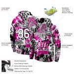 Custom Name Number Hoodie 3D Sports Pullover Sweatshirt in White-Black with Personalized Stitched Graffiti Pattern Personalized