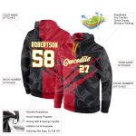 Custom Name and Number Sports Hoodie White-Gold 3D Stitched Graffiti Pattern Pullover Sweatshirt Personalized Stitched Graffiti