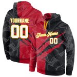 Custom Name and Number Sports Hoodie White-Gold 3D Stitched Graffiti Pattern Pullover Sweatshirt Personalized Stitched Graffiti